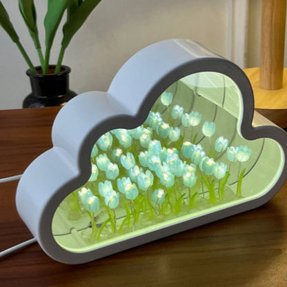 Handmade DIY Cloud Tulip Mirror Small Night Light