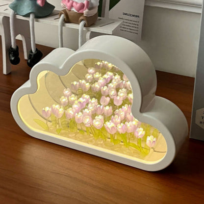Handmade DIY Cloud Tulip Mirror Small Night Light