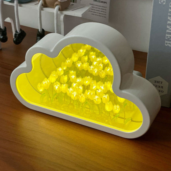 Handmade DIY Cloud Tulip Mirror Small Night Light