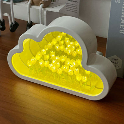 Handmade DIY Cloud Tulip Mirror Small Night Light